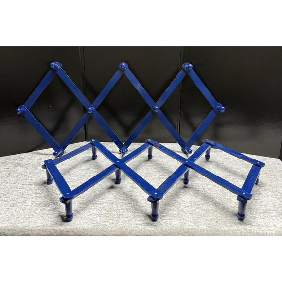 2 Vintage 10-Peg Large Blue Wood Accordion Wall Hanging Rack 20 Pegs Total! - Picture 7 of 8